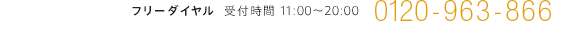 フリーダイヤル　受付時間11:00～20:00　0120-963-866