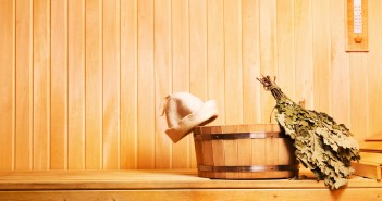 sauna accessories in wooden sauna