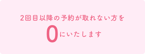 2回目以降の予約が取れない方を0にいたします