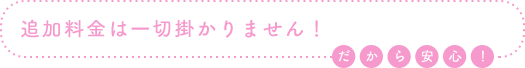 追加料金は一切掛かりません！