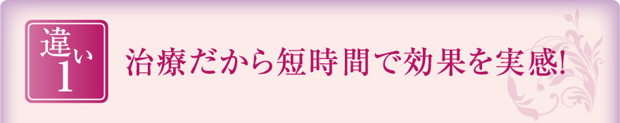 治療だから短時間で効果を実感！