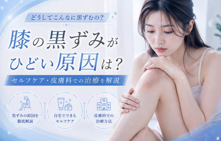 <strong>膝の黒ずみがひどい原因は？セルフケア・皮膚科での治療を解説</strong>