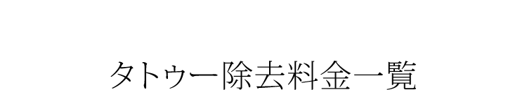 タトゥー除去料金一覧